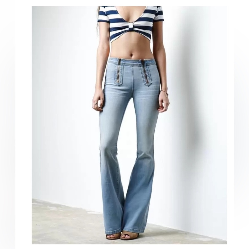 P.S. Erin Wasson Women's Light Blue Flared Sailor Jeans